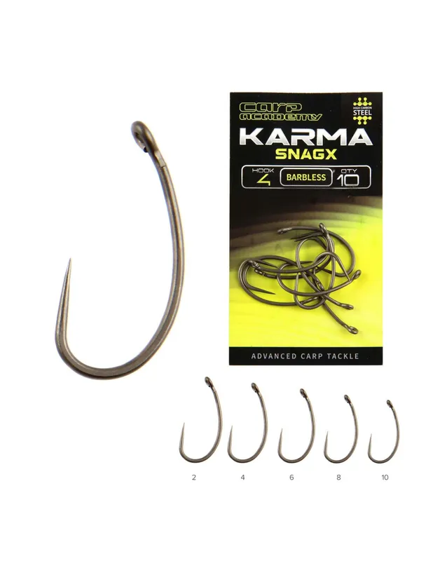 Outlet - Carlige Carp Academy Karma SnagX Barbless, 10buc/pac